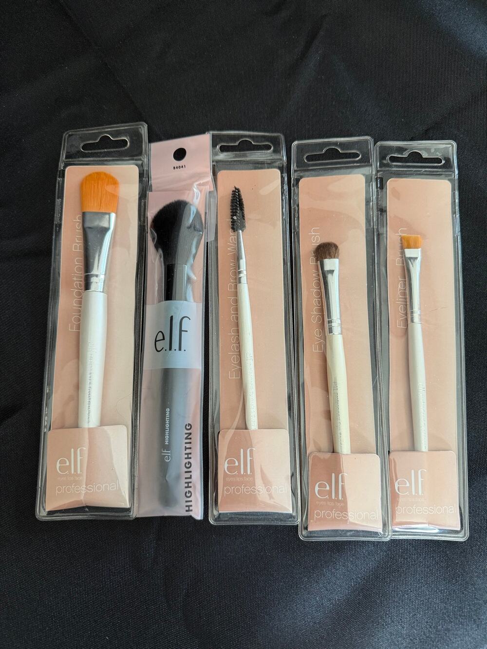New e.l.f. Cosmetics Set of 5 individual packaged makeup brushes & Lipsticks